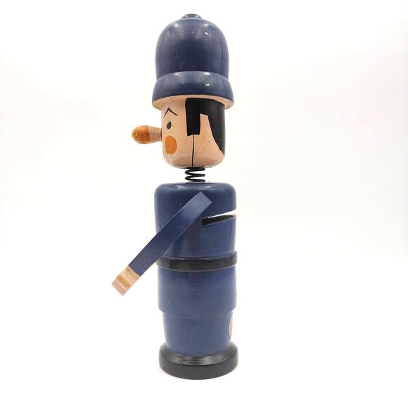 Vintage 11" Wooden Blue Police Officer Cop Bobblehead Nodder Bank Nasco Japan - Picture 2 of 8